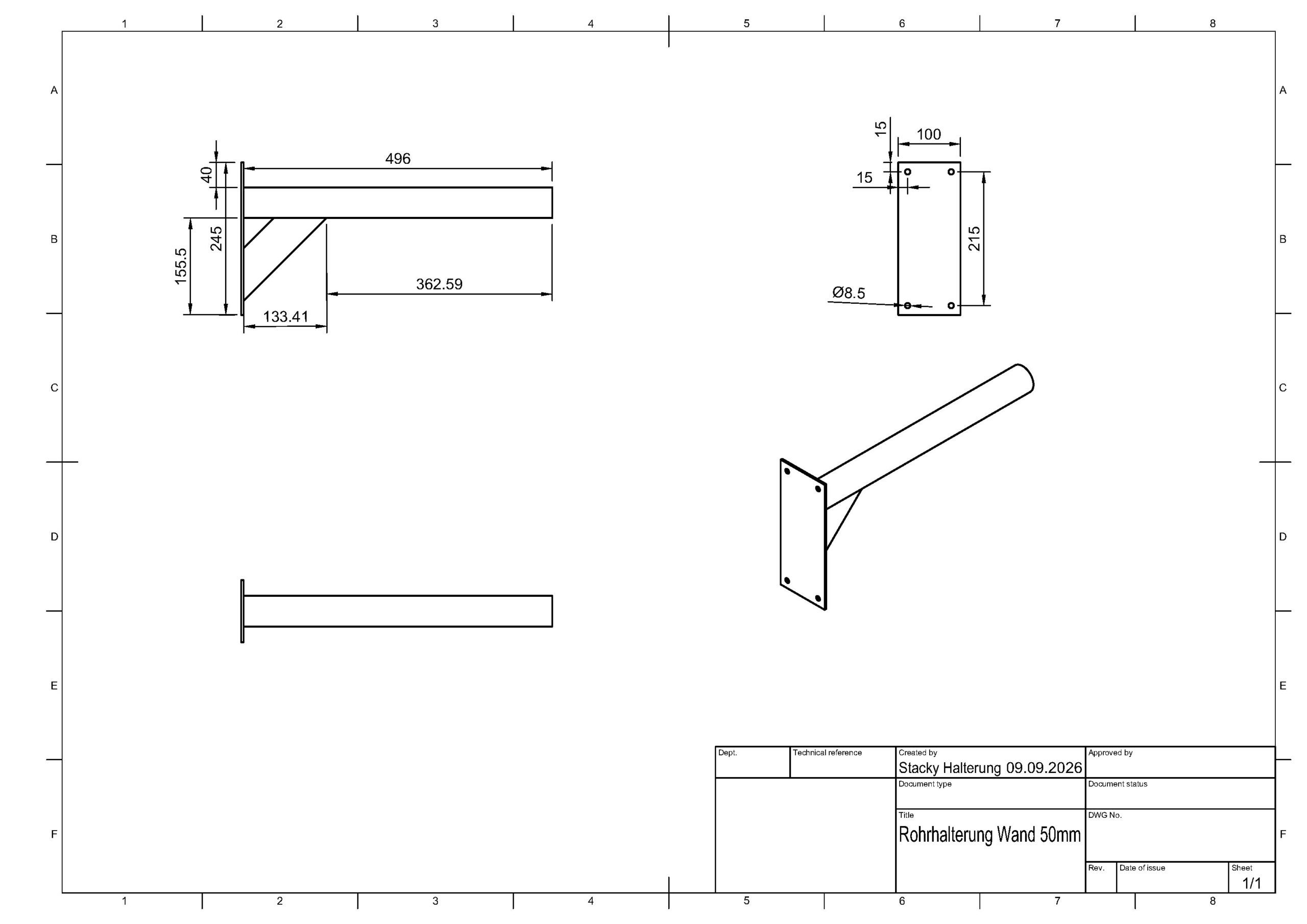 Universal pipe mount for wall mounting (black) - Image 8