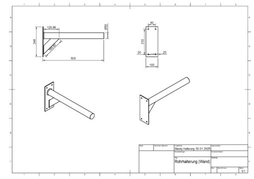 Universal pipe mount for wall mounting (black) - Image 7